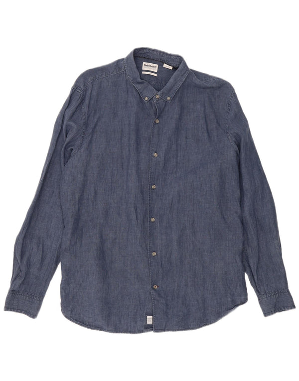 Koszula męska TIMBERLAND Slim Fit 2XL granatowa lniana