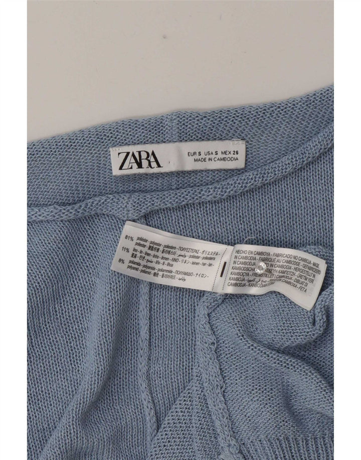 Damski sweter oversize z dekoltem w łódkę Zara UK 10, mały, niebieski poliester