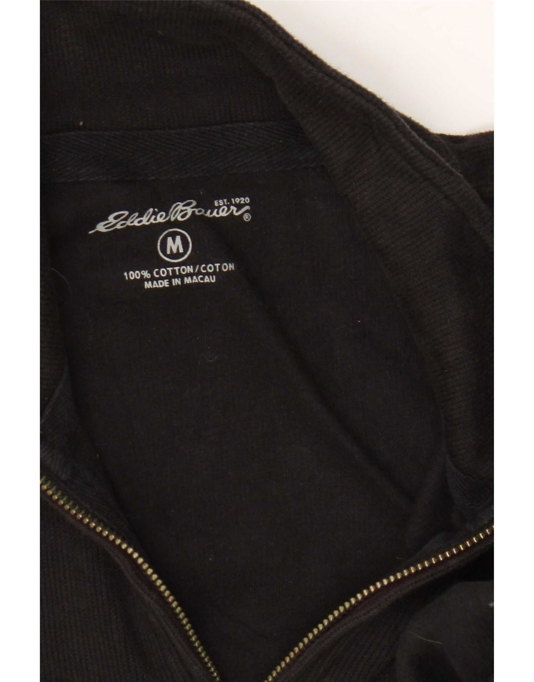Męski sweter z zamkiem błyskawicznym Eddie Bauer, średniej wielkości, czarny, bawełniany