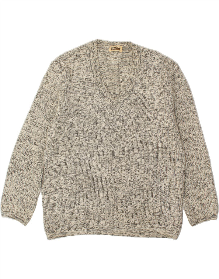 MODEN Womens V-Neck Jumper Sweater IT 46 Large Grey Vintage Moden and Second-Hand Moden from Messina Hembry 