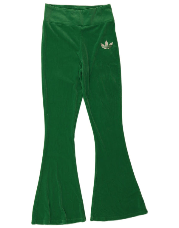 Damskie spodnie dresowe Adidas Flare Velour UK 12 Średni zielony poliester