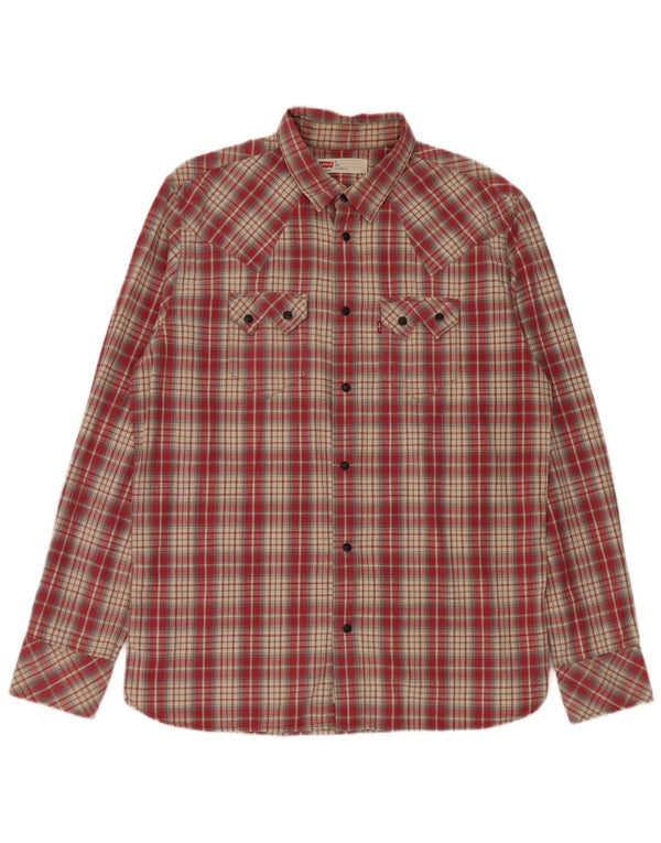 Koszula męska Levi's Western Slim Fit XL, czerwona, bawełniana