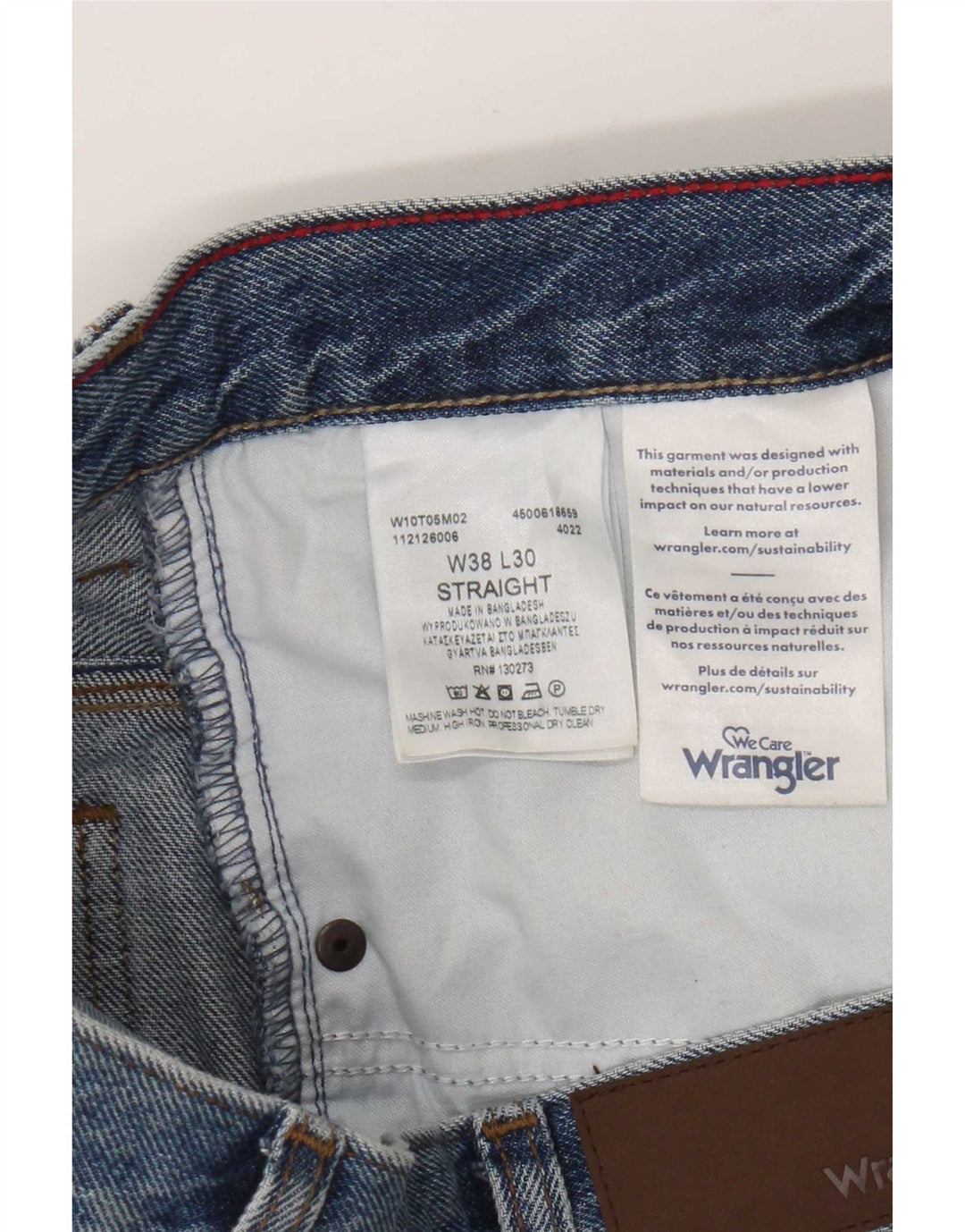 Męskie proste dżinsy Wrangler W38 L27 Niebieskie bawełniane