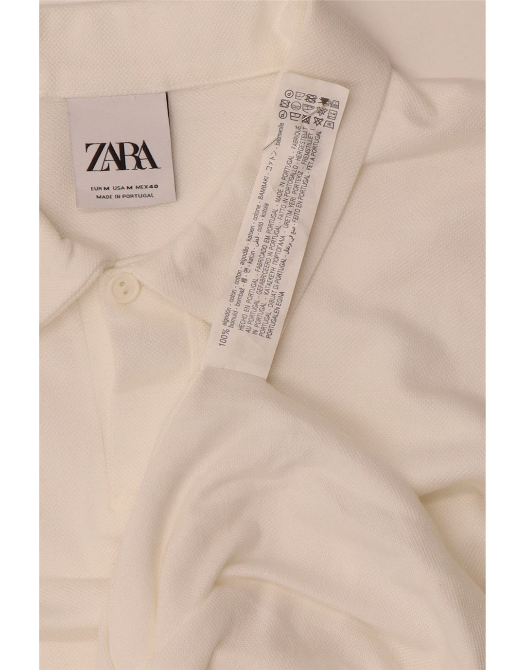 Męska koszulka polo Zara, średnia biała bawełna