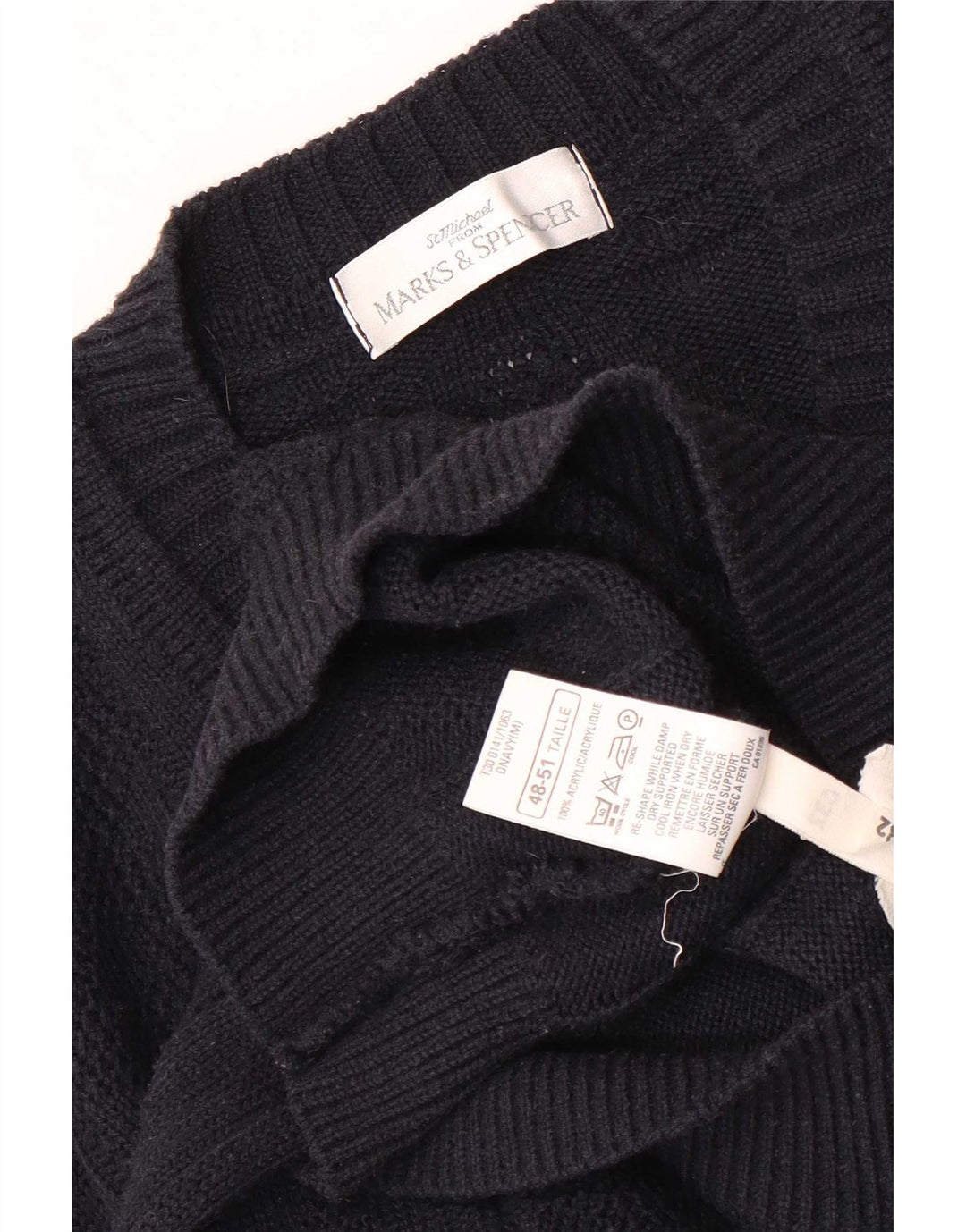 Marks & Spencer Męski sweter z dekoltem w kształcie litery V, średni granatowy akryl