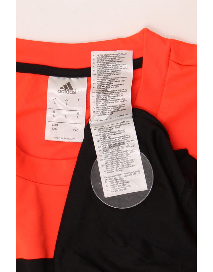 Męski T-shirt z grafiką ADIDAS, duży, czarny poliester z blokami kolorów