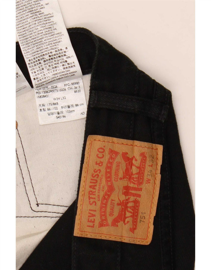 Męskie dżinsy Levi's 751 Straight W34 L32 Czarna bawełna