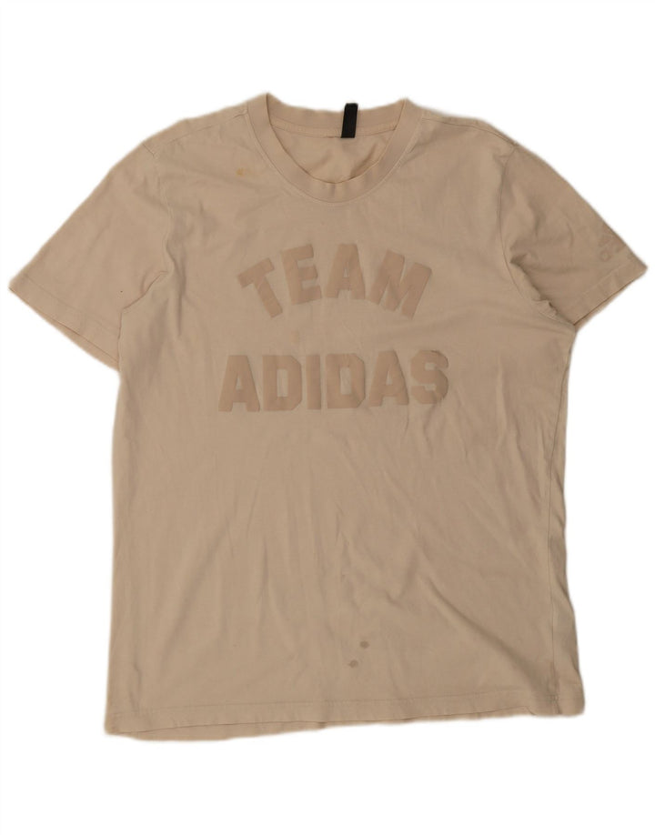 Adidas Męski T-shirt z grafiką Top, duży, beżowy