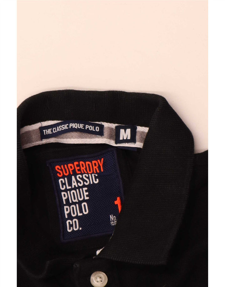 Męska koszulka polo Superdry o klasycznym kroju, średnia czarna, bawełniana