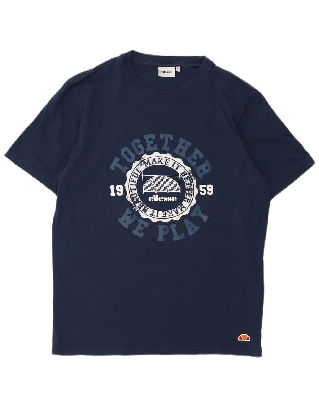 Męski T-shirt z grafiką Ellesse, duży, granatowy, bawełniany