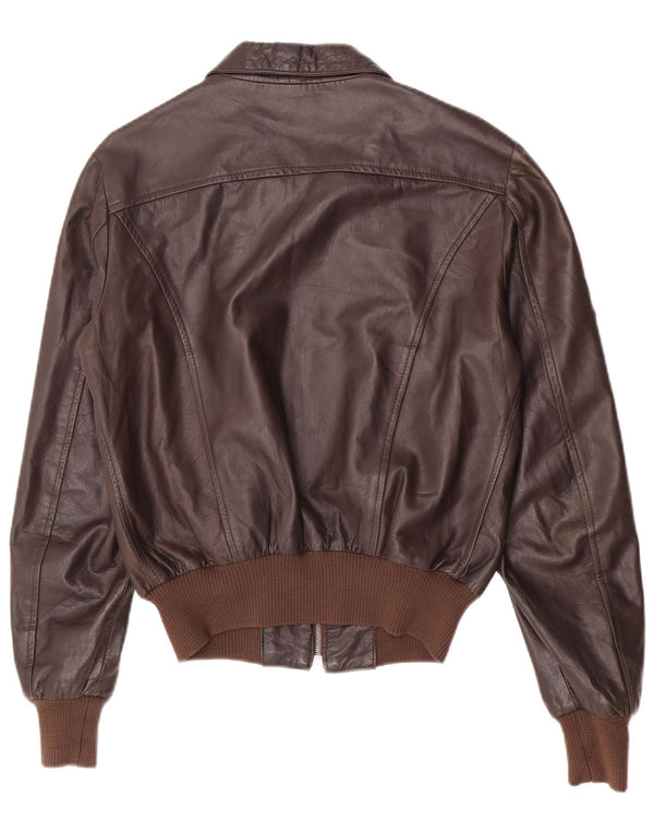 Vintage Mens Bomber Leather Jacket UK 38 Medium Brown Leather