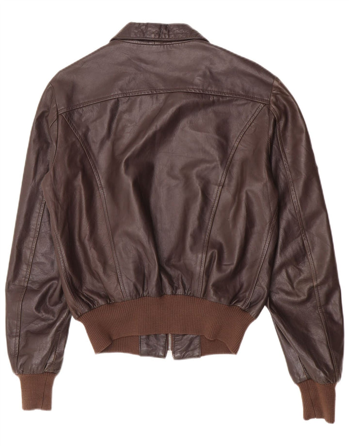 Vintage Mens Bomber Leather Jacket UK 38 Medium Brown Leather