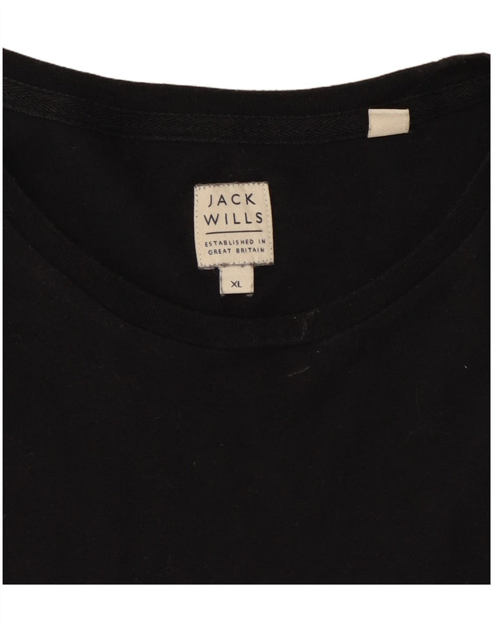 Jack Wills Męski top z długim rękawem XL, czarny, bawełniany