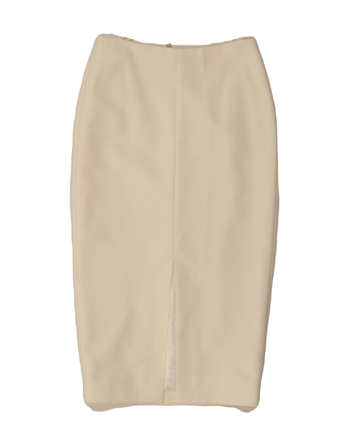 TED BAKER Womens Midi Skirt Size 2 Small W25  Off White Polyester Vintage Ted Baker and Second-Hand Ted Baker from Messina Hembry 