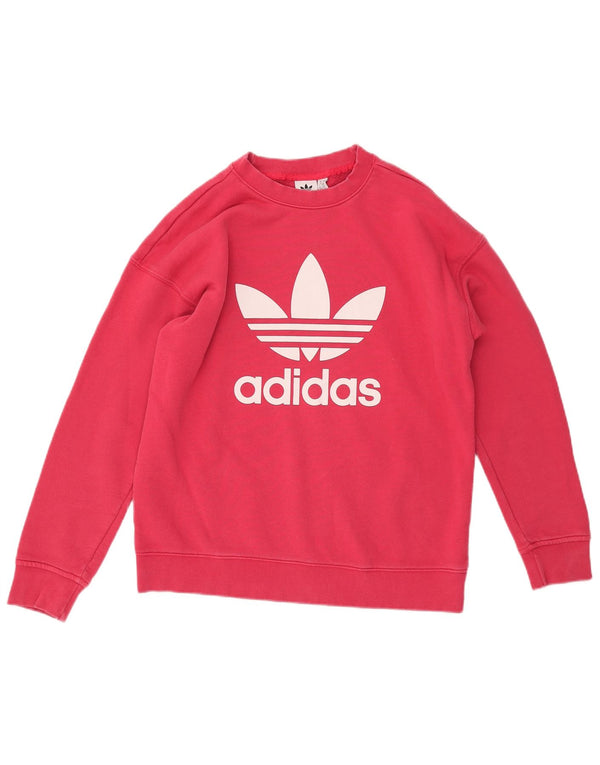 Damska bluza oversize ADIDAS z grafiką, UK 10, mała, różowa, bawełniana