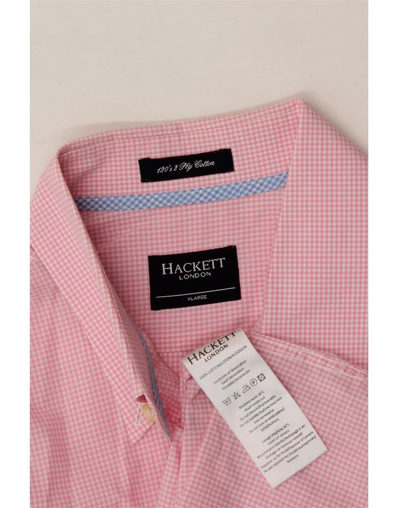 HACKETT Mens London Shirt XL Pink Gingham Cotton Vintage Hackett and Second-Hand Hackett from Messina Hembry 