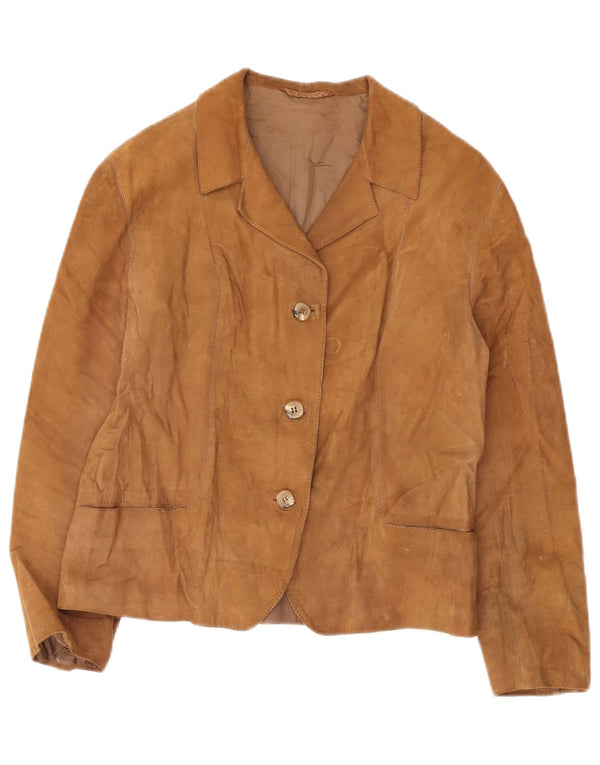 Vintage damska marynarka zapinana na 3 guziki, UK 12, średni brąz