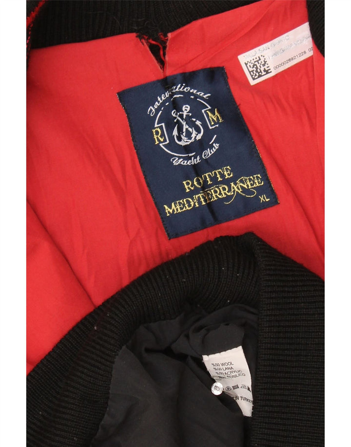 Vintage męski sweter rozpinany XL, czarna wełna