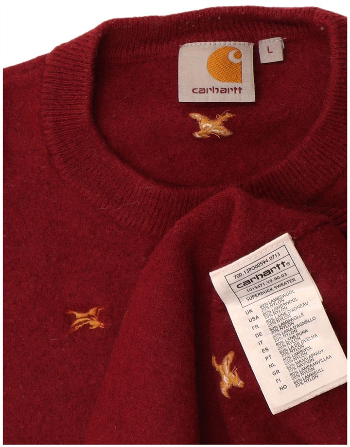 Damski sweter Carhartt z abstrakcyjnym wzorem i okrągłym dekoltem UK 14, duży czerwony