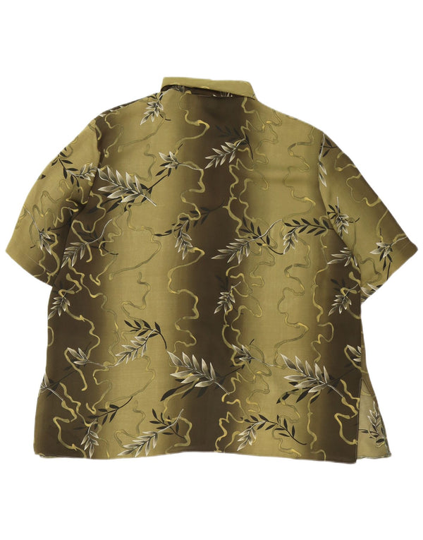 Bluzka damska z krótkim rękawem w stylu vintage, UK 20 2XL Khaki w kwiaty