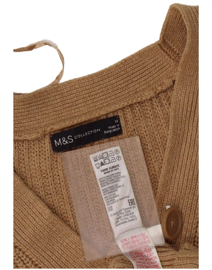 Marks & Spencer Damski sweter rozpinany UK 14, średniobrązowy, bawełniany