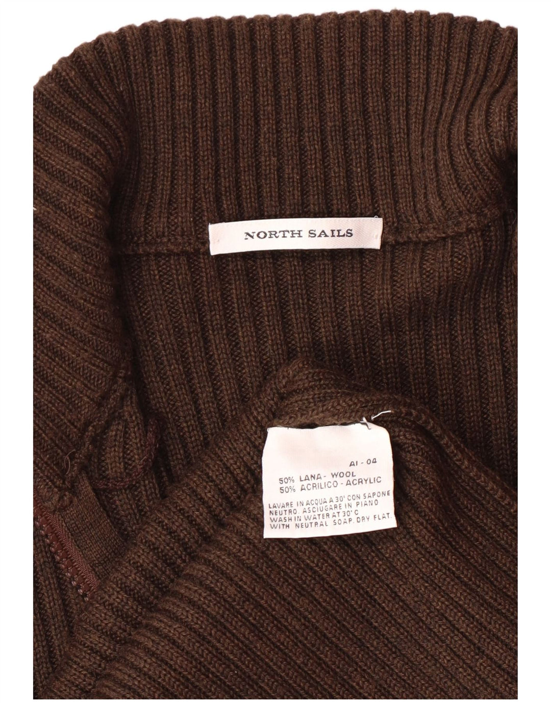 Męski sweter z grafiką North Sails, mały, brązowy, wełniany