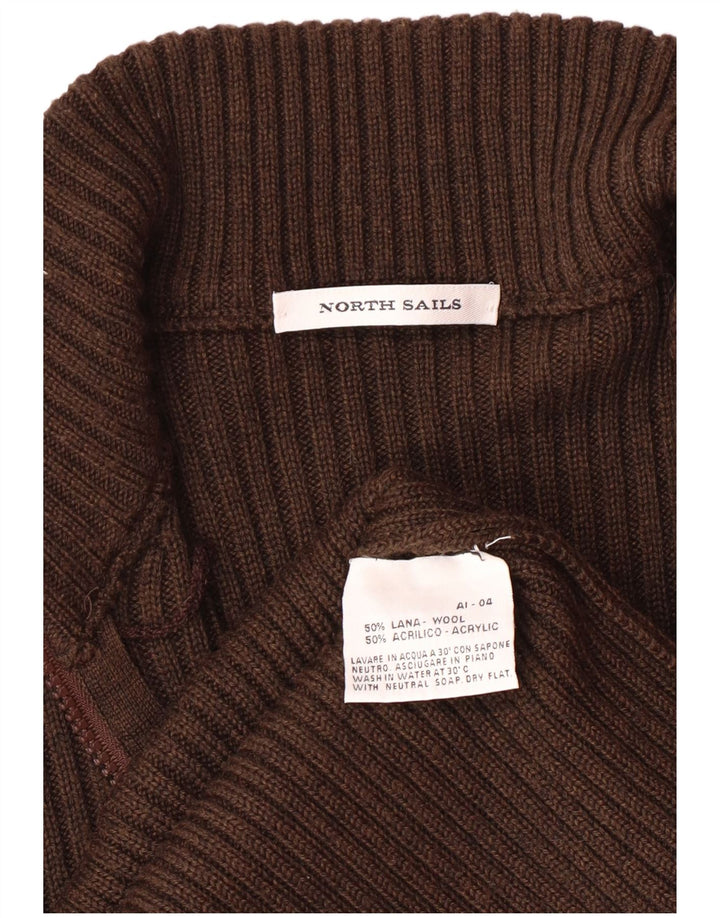 Męski sweter z grafiką North Sails, mały, brązowy, wełniany