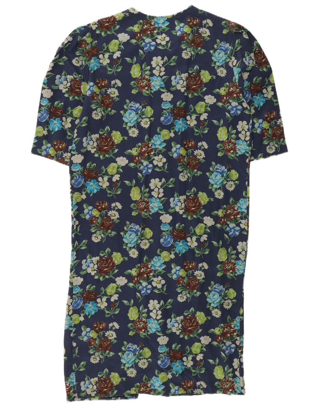 Damska sukienka typu shift w stylu vintage UK 12 Średni granatowy kwiatowy jedwab