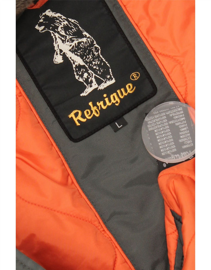 Męska kurtka parka z kapturem Refrigue UK 40, duża, szary nylon