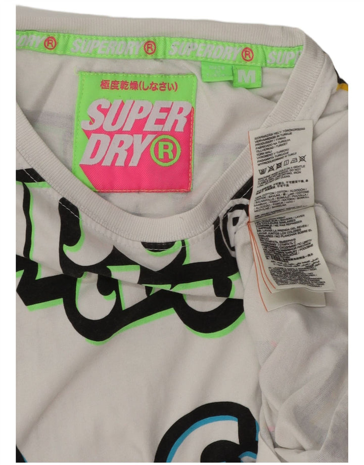 SUPERDRY Mens Graphic T-Shirt Top Medium White Cotton