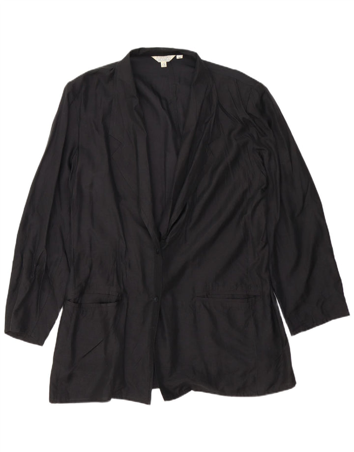 Damska marynarka VINTAGE zapinana na 2 guziki EU 42, duża, czarna, jedwabna