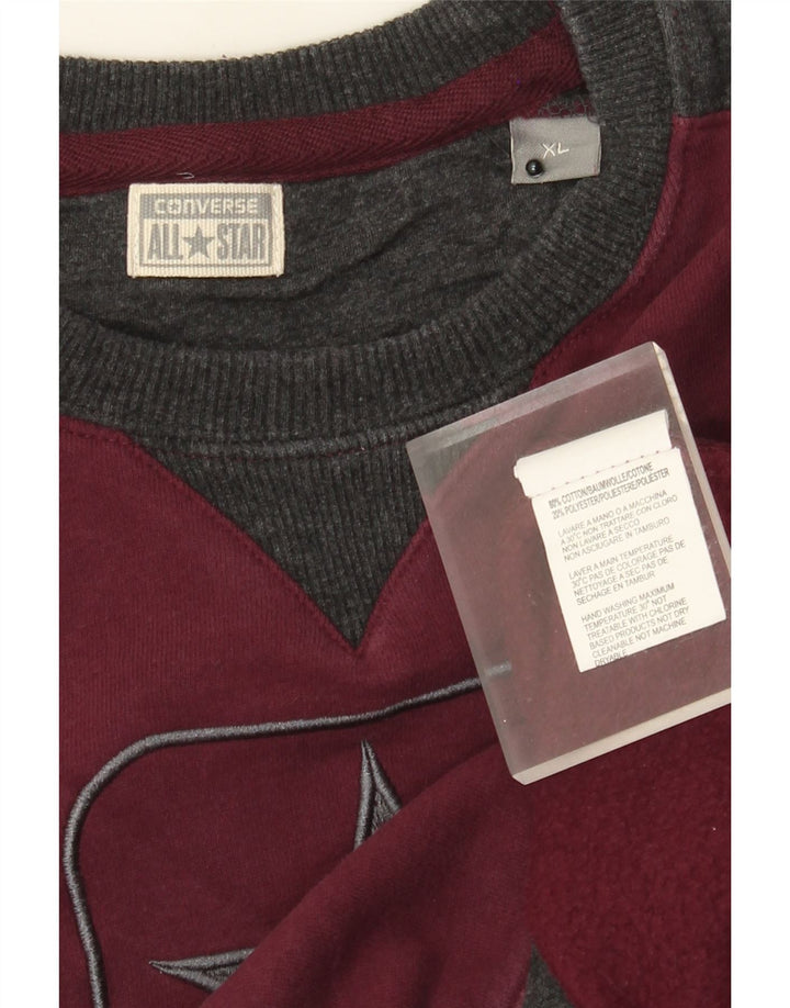 Damska bluza Converse z grafiką, UK 18 XL, burgundowa, z blokami kolorów