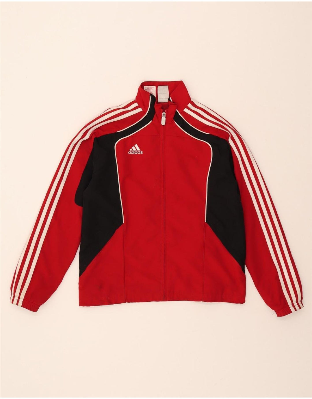 ADIDAS Boys Tracksuit Top Jacket 11-12 Years Red Colourblock Polyester Vintage Adidas and Second-Hand Adidas from Messina Hembry 