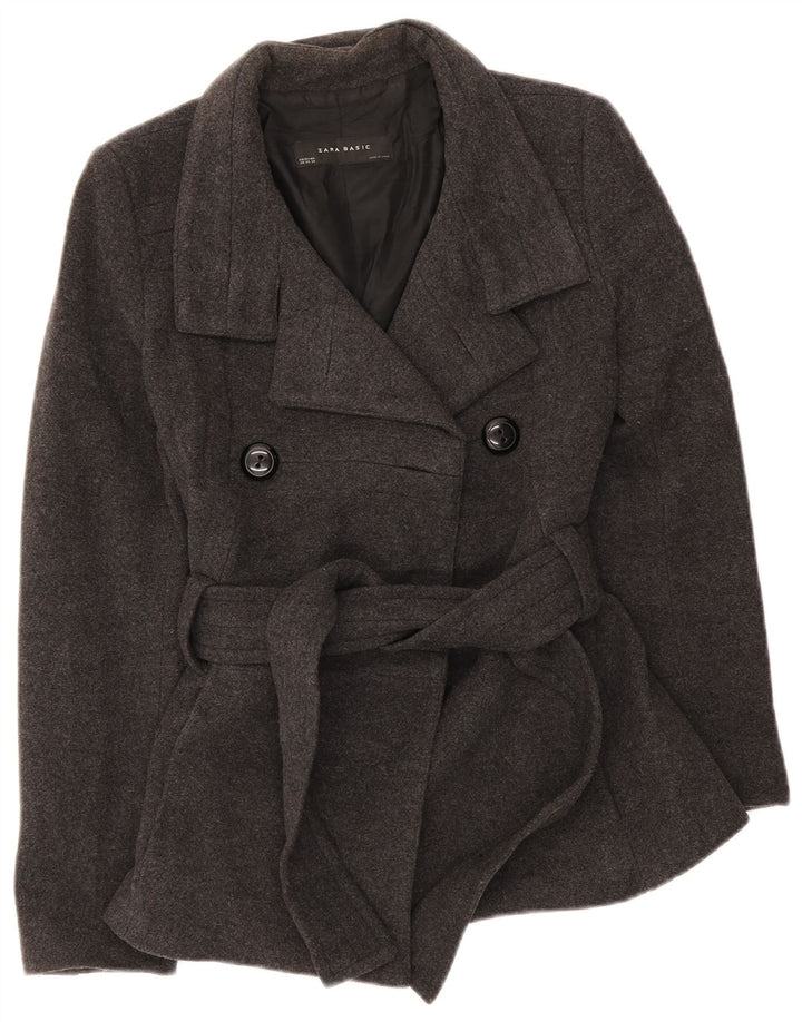 Płaszcz damski Zara w groszki UK 6 XS, czarna wełna