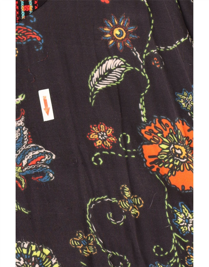 Damski top-tunika Desigual UK 12, średni czarny w kwiaty