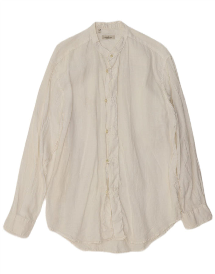 Koszula męska ERMENEGILDO ZEGNA, średnia, biała lniana