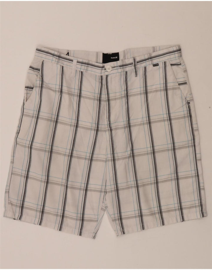 HURLEY Mens Chino Shorts W36 Large White Check Polyester Vintage Hurley and Second-Hand Hurley from Messina Hembry 