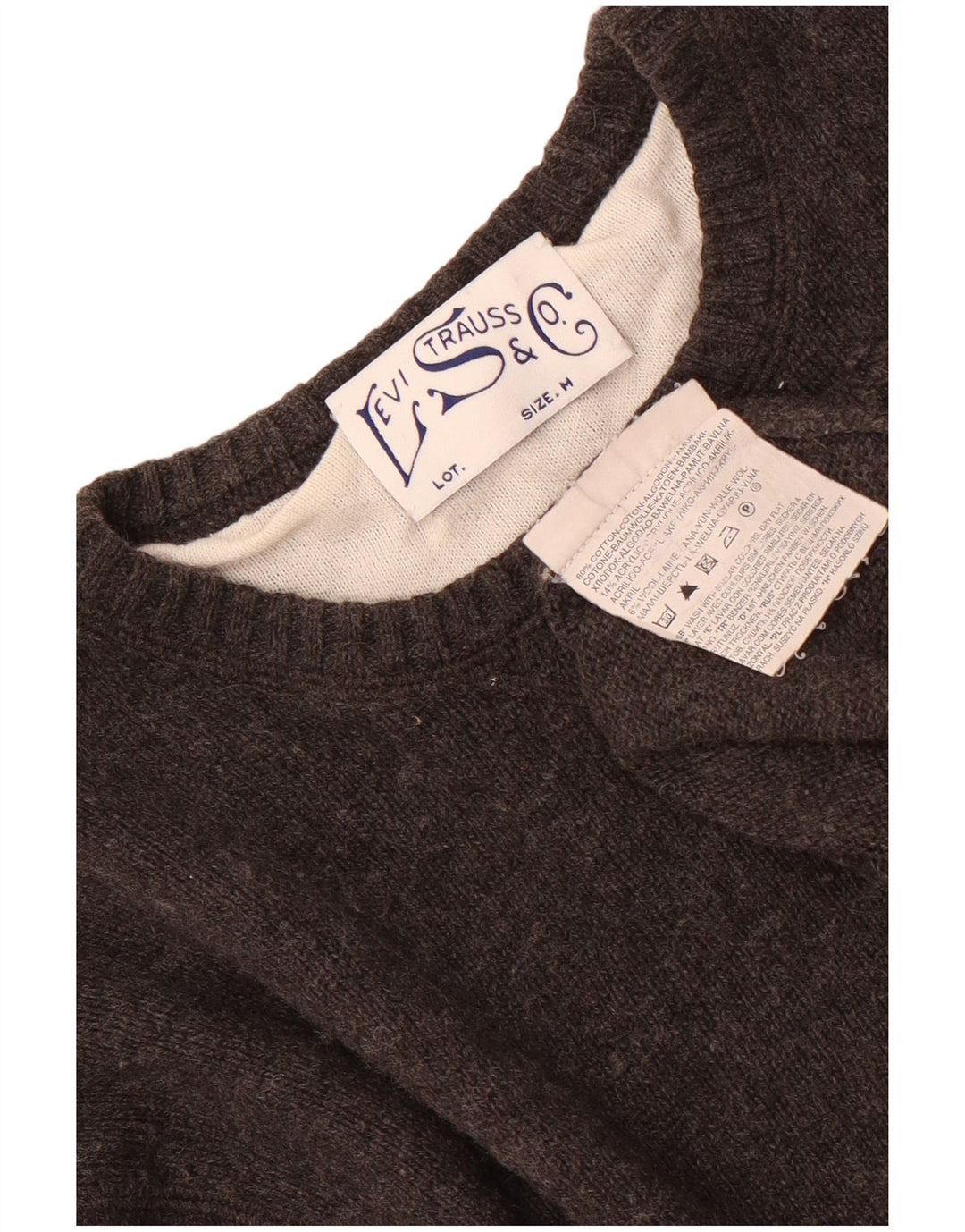 Damski sweter z okrągłym dekoltem Levi's UK 14, średnioszary, bawełniany