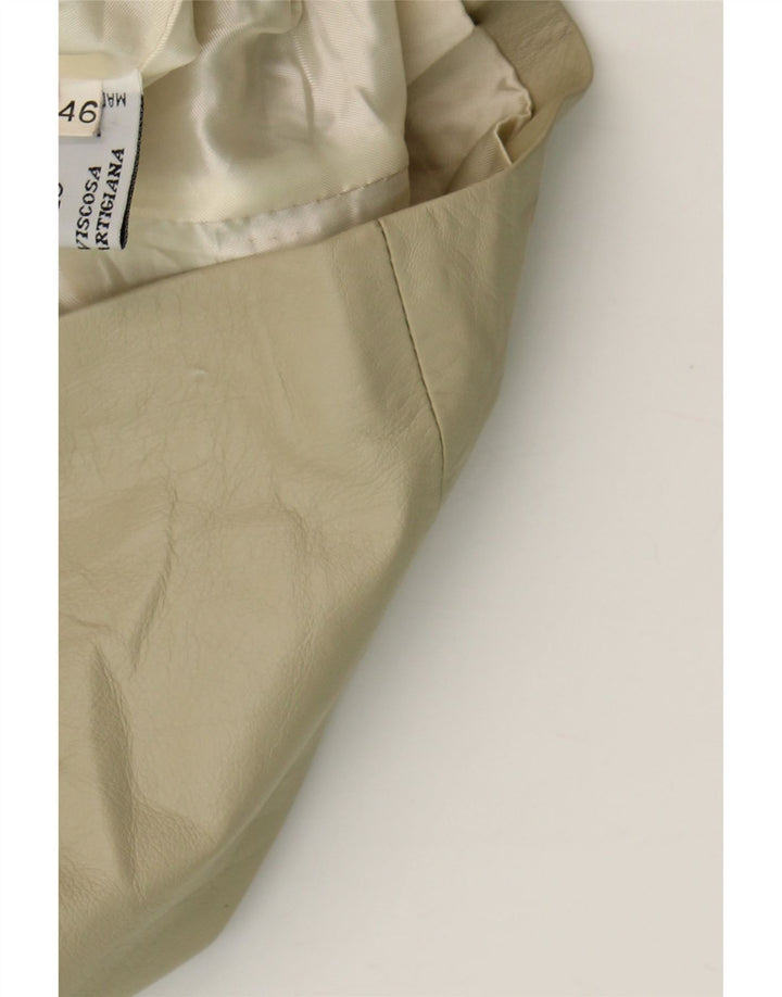 VINTAGE Womens Leather Jacket IT 46 Large Beige Leather Vintage Vintage and Second-Hand Vintage from Messina Hembry 