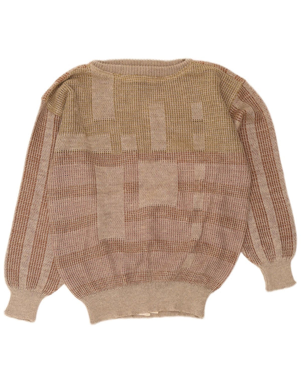 I Maschi Damski sweter z dekoltem w łódkę IT 48 XL, lniany w brązowe paski