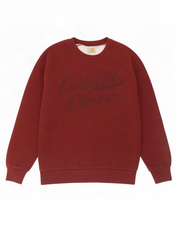 Męska bluza z grafiką Carhartt, mała, bordowa, bawełniana