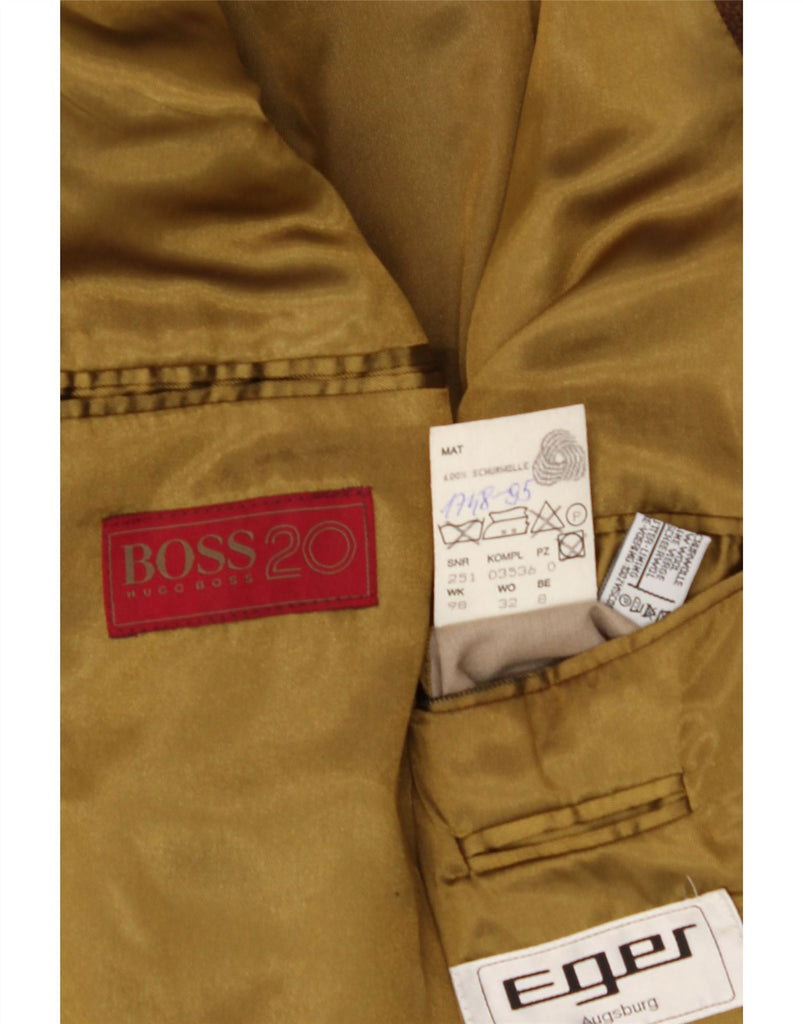 HUGO BOSS Mens 3 Button Blazer Jacket Size 98 Large Brown Virgin Wool Vintage Hugo Boss and Second-Hand Hugo Boss from Messina Hembry 