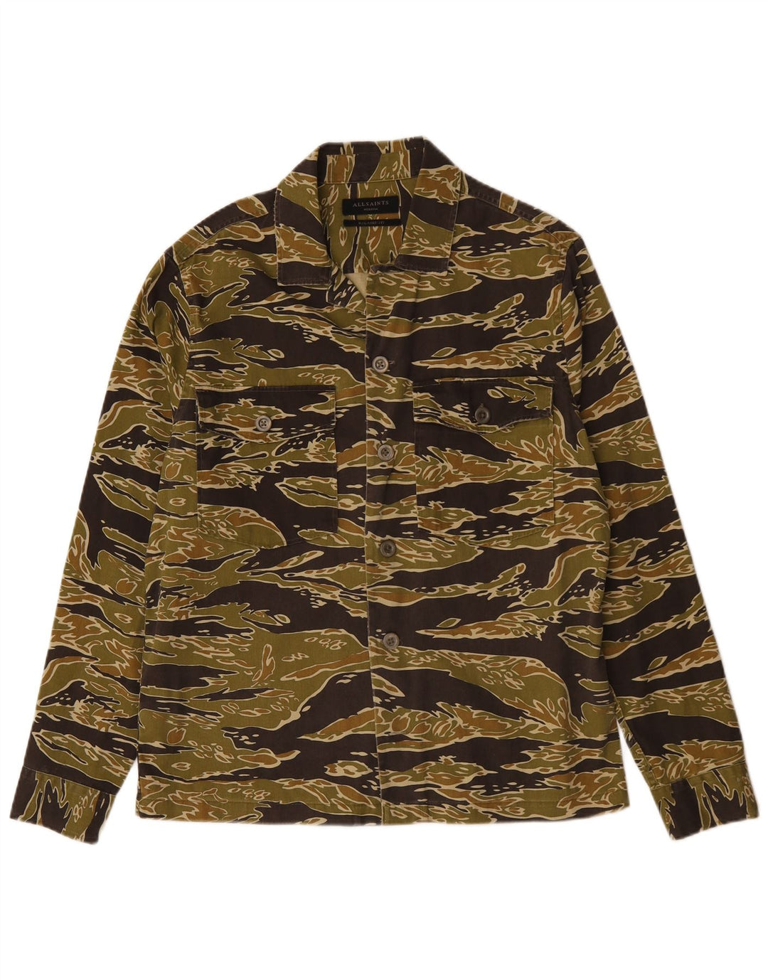 Męska koszula o swobodnym kroju ALL SAINTS, bawełniana w kolorze khaki, w kamuflażu