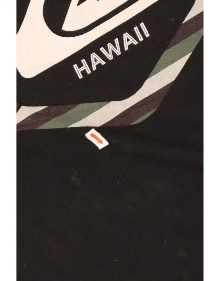 Męski T-shirt z grafiką QUIKSILVER Hawaii o regularnym kroju, duży, czarny, bawełniany