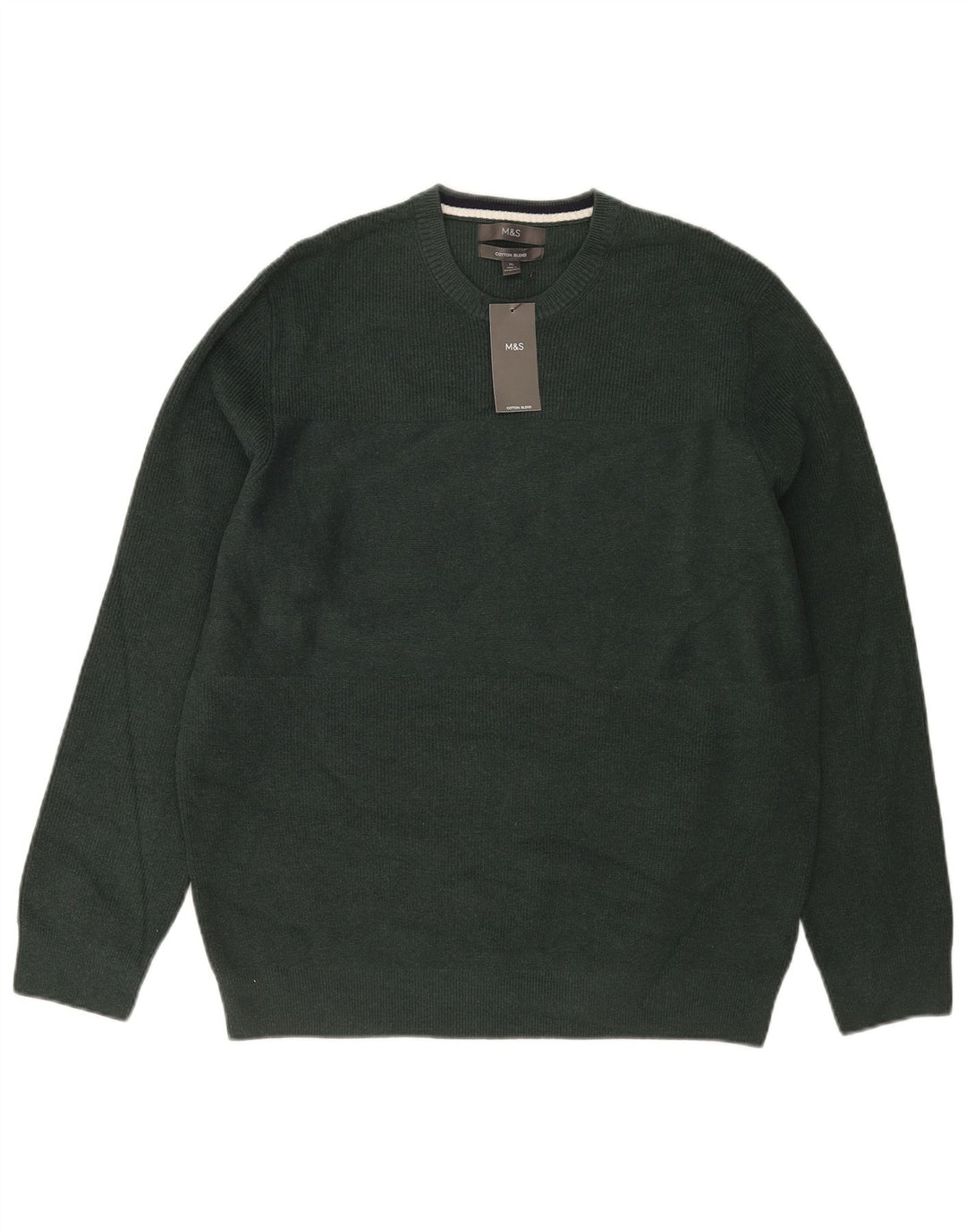 Marks & Spencer Męski sweter z okrągłym dekoltem XL, zielony, poliester