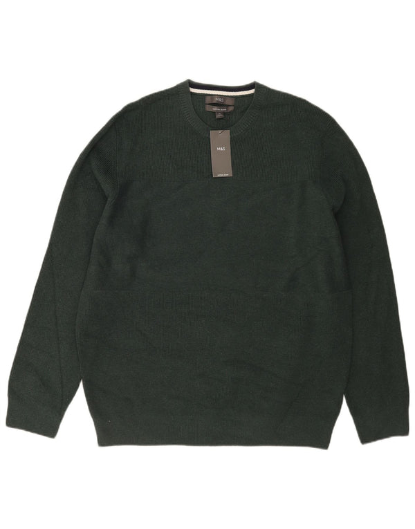 Marks & Spencer Męski sweter z okrągłym dekoltem XL, zielony, poliester