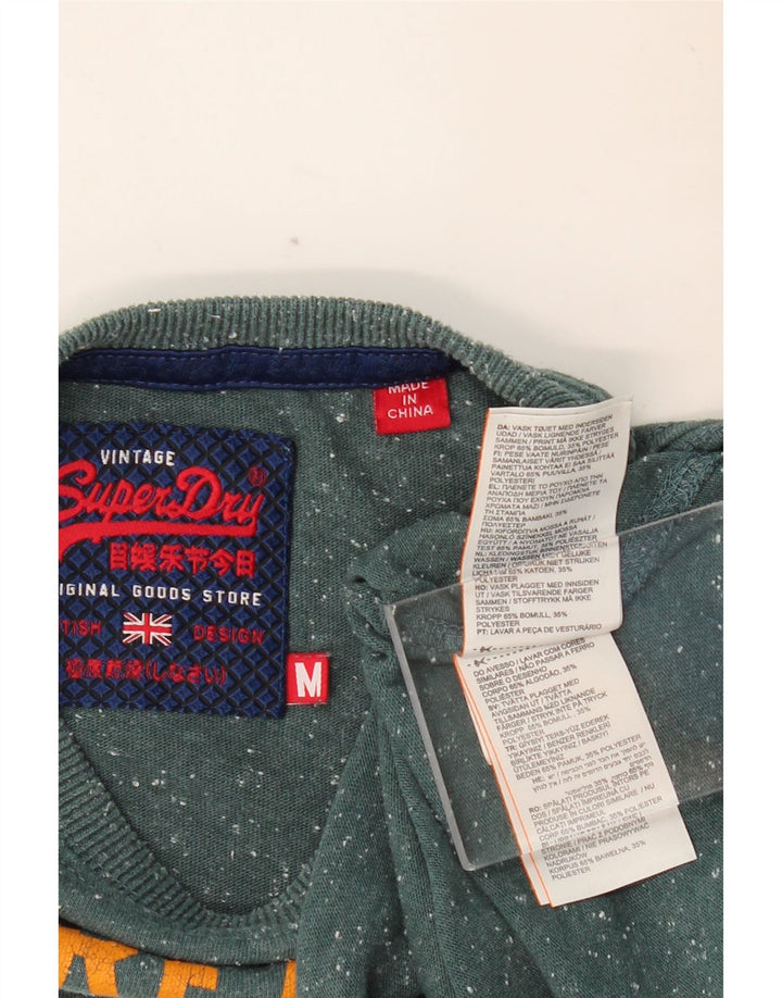Męska koszulka z grafiką SUPERDRY Top, średnia, zielona bawełna w cętki