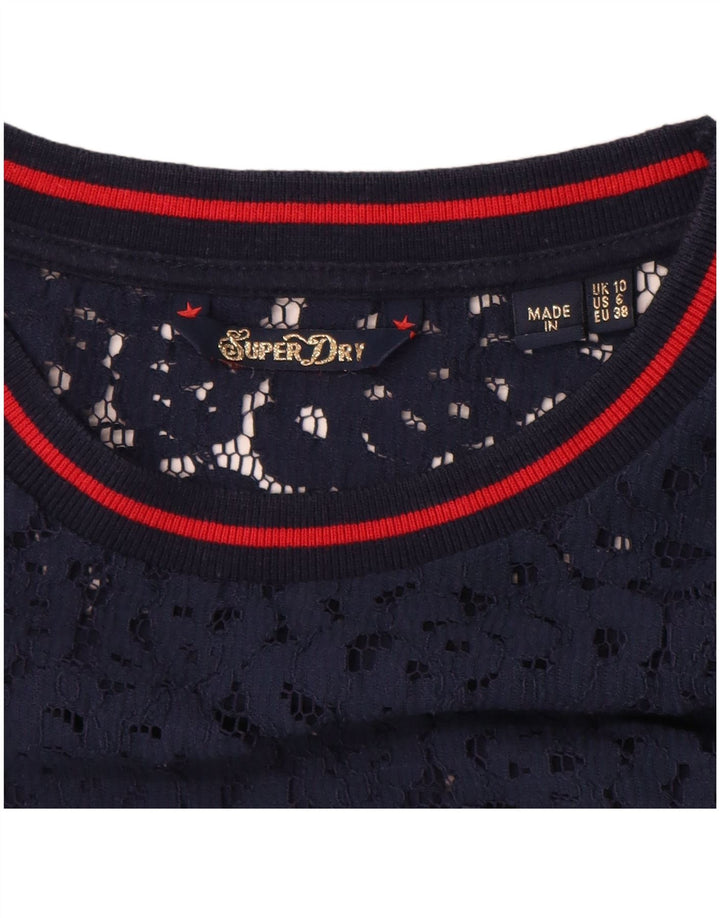 Damski top Superdry Oversize Graphic z długim rękawem, UK 10, mały, granatowy