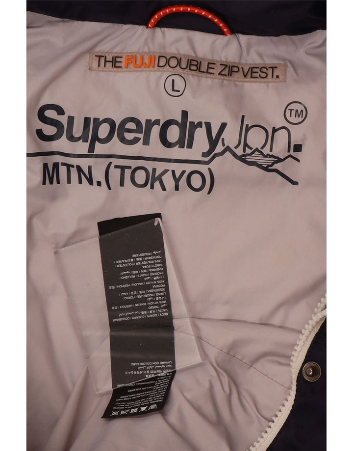 Damska wyściełana kamizelka z kapturem SUPERDRY UK 14, duża, granatowa, poliester