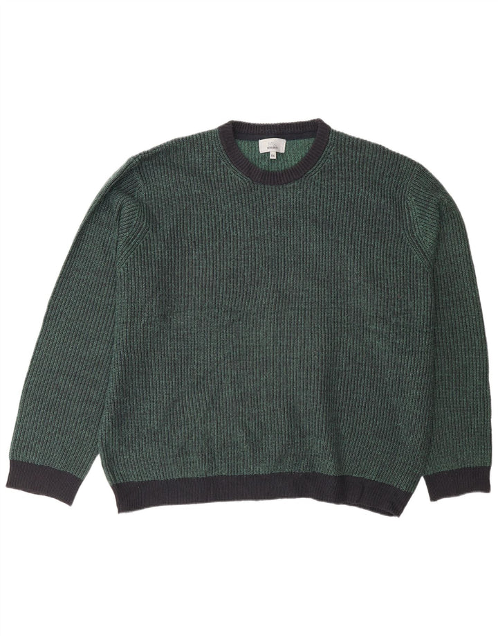 Marks & Spencer Męski sweter z okrągłym dekoltem 2XL Zielony akryl